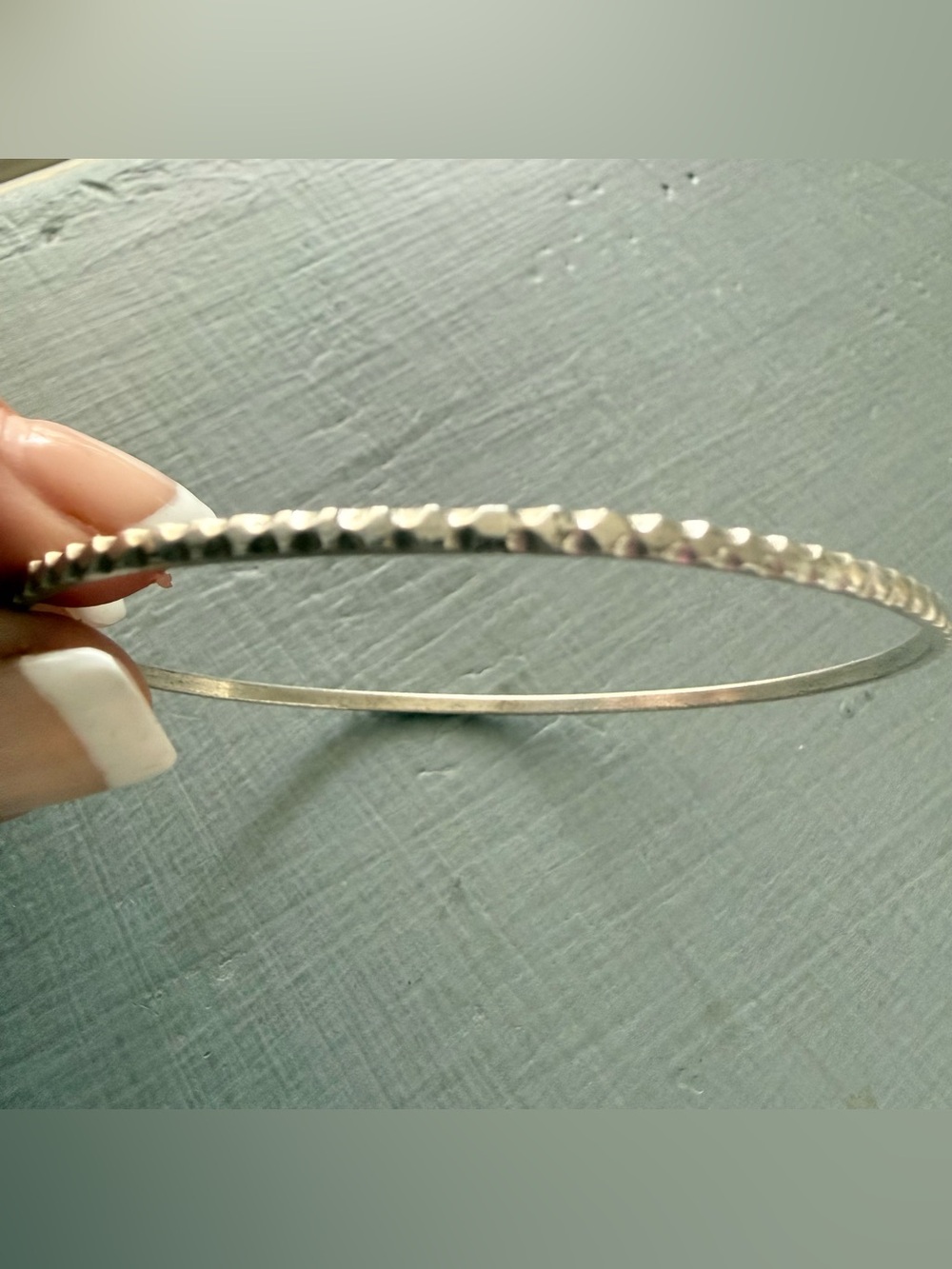 925 Sterling Silver Textured Bangle Bracelet unmarked